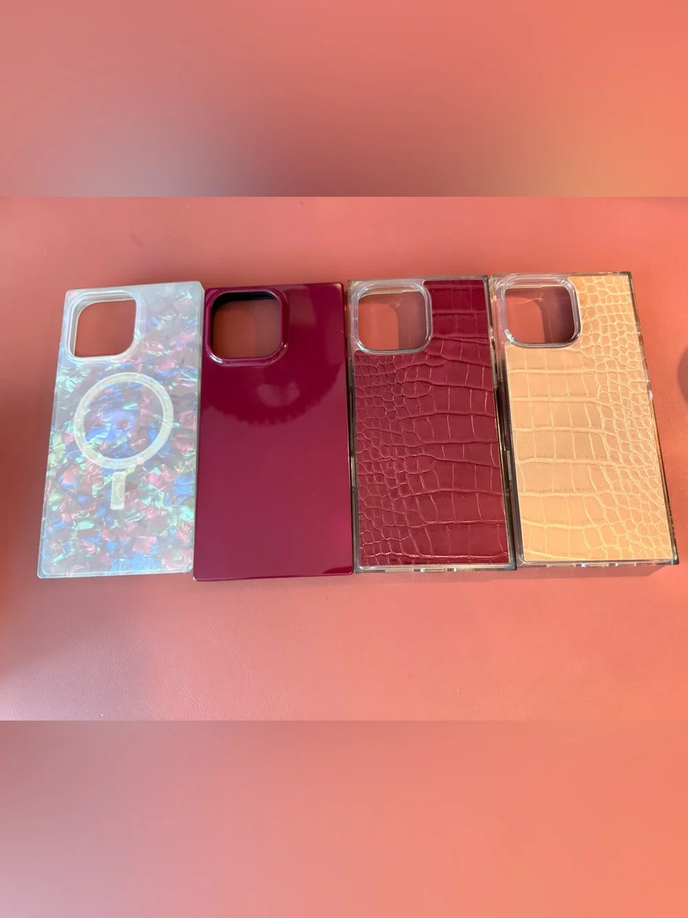 FLAUNT Phone 16 ProMax Case Bundle - Burgundy, Maroon, Beige, Iridescent